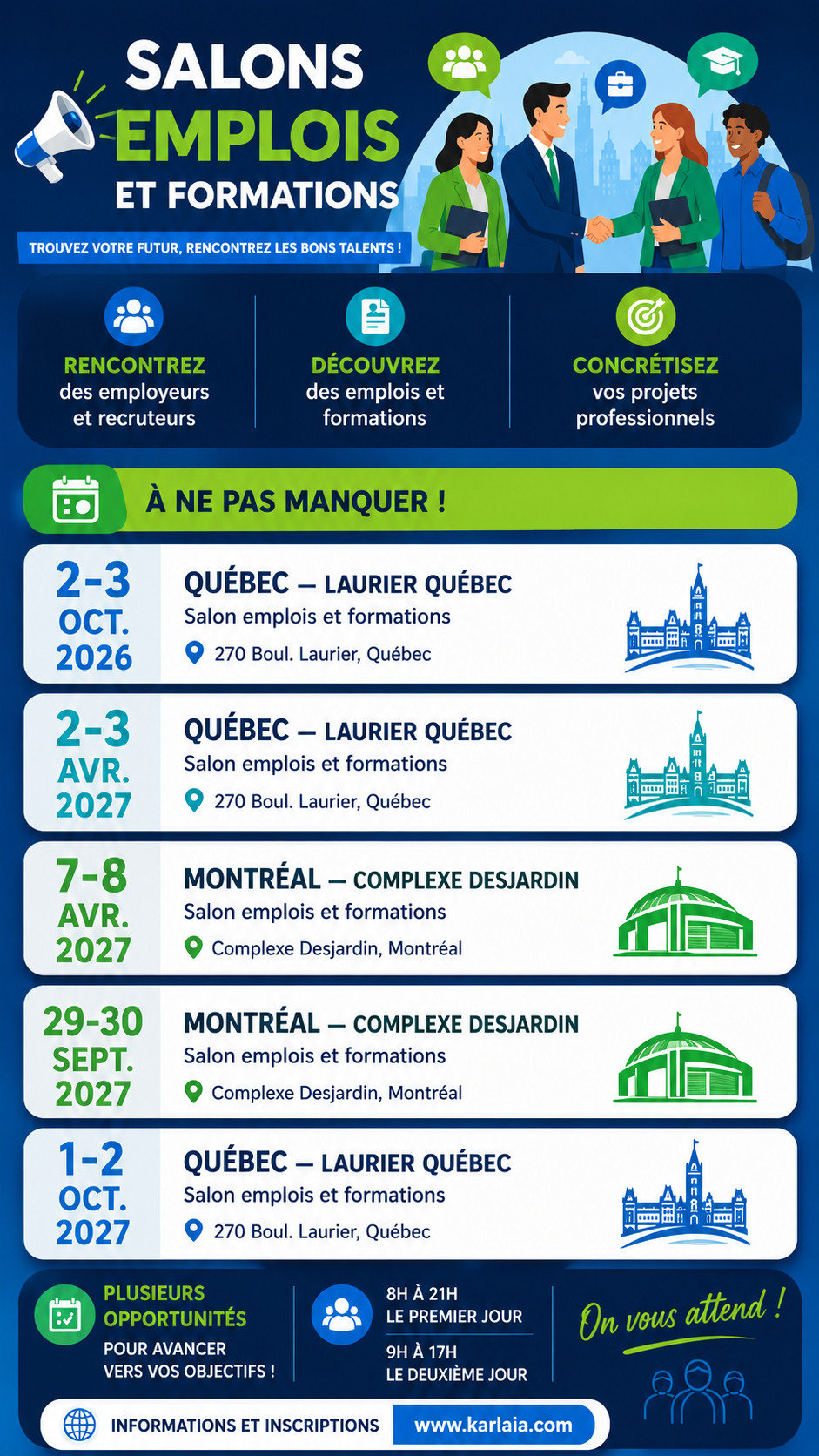 Salon emplois et formations 10-11 avril Laurier Québec
